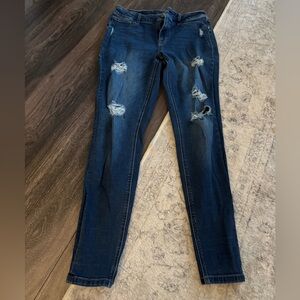 Maurices Dark Blue Distressed Skinny Jeans